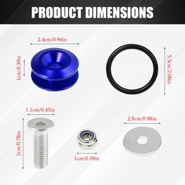 4PCS Bumper Quick Release, Front and Rear Bumper Fasteners, 8 Quick Release Tabs with 24 O-Ring Fastener, 8 Washers and 8 Screws, Universal Car Bumpers Steel Screws Kit for Car Bumper (Blue, 4PCS)