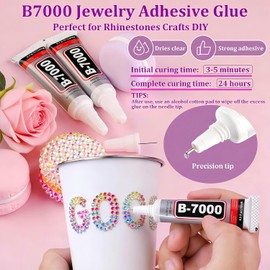 32000Pcs Rhinestones for Bedazzling,Multicolor 3mm Flatback Gems for Diamond Art, Bedazzler Kit with 3Pcs 10ml B7000 Jewelry Glue for Nail Art Crafting Book Makeup (3mm, 40 Colors)