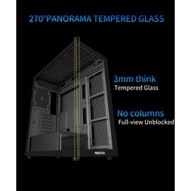 MUSETEX ATX PC Case 7 PWM ARGB Fans Pre-Installed, Type-C Mid Tower Computer Case with Full-View Dual Tempered Glass, Gaming PC Case, Black(YK2)