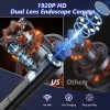 ENNOVOR Endoscope Dual-Lens 1920P HD Borescope Camera,16.4ft Semi-Rigid Snake Camera