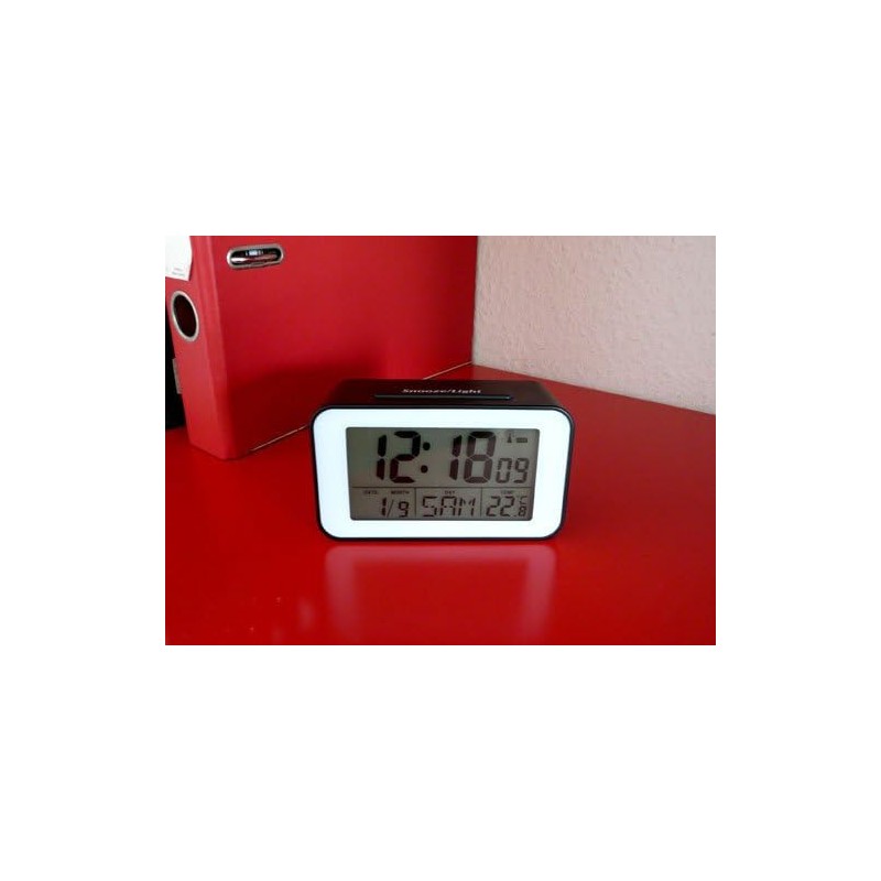 Clock Radio Alarm Clock with Thermometer (SN4491) in Black