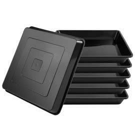 TAQIXI 6 Pack 6 Inch Square Plant Saucer, Black Durable Thick Plant Pot Dish for Flower Pot, Plastic Plant Tray to Catch Water for Indoor Outdoor