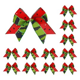 Meseey 12 Pcs 6 Inch Red Heart Printed Burlap Bows Decoration Bow for Valentine's Day Gift Wrapping Party Holiday Basket Ornaments (Waternelon)