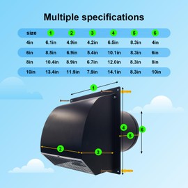 10 Inch Galvanized Steel Hooded Wall Vent, Outdoor Wall Vent Cap with Mesh Cover and Damper for Kitchen, Bathroom, Laundry, Garage Ventilation and Exhaust (Black)