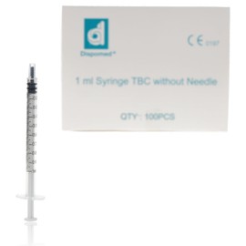 DISPOMED Disposable fine dosing syringes 1 ml with saving mandrel, 3 pieces, without cannula, 100 pieces, individually sterile packed