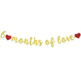 6 Months of Love Banner, Half Way To One, 1/2 Way To One, Happy 1/2 Birthday/Anniversary/Baby Shower Party Decoration Supplies