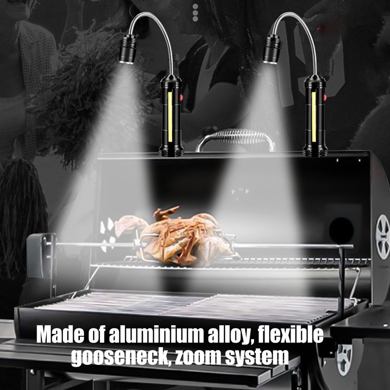 Magnetic Barbecue Grill Lights with Side Lamp Zoomable Water and