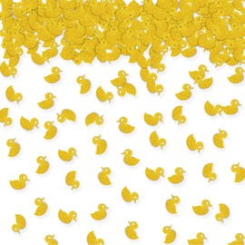 100pcs Duck Confetti, Gold Glitter Duck Table Confetti for Baby Shower, Farm Animal Paper Scatters, Duck Animal Themed Birthday Party Table Decoration