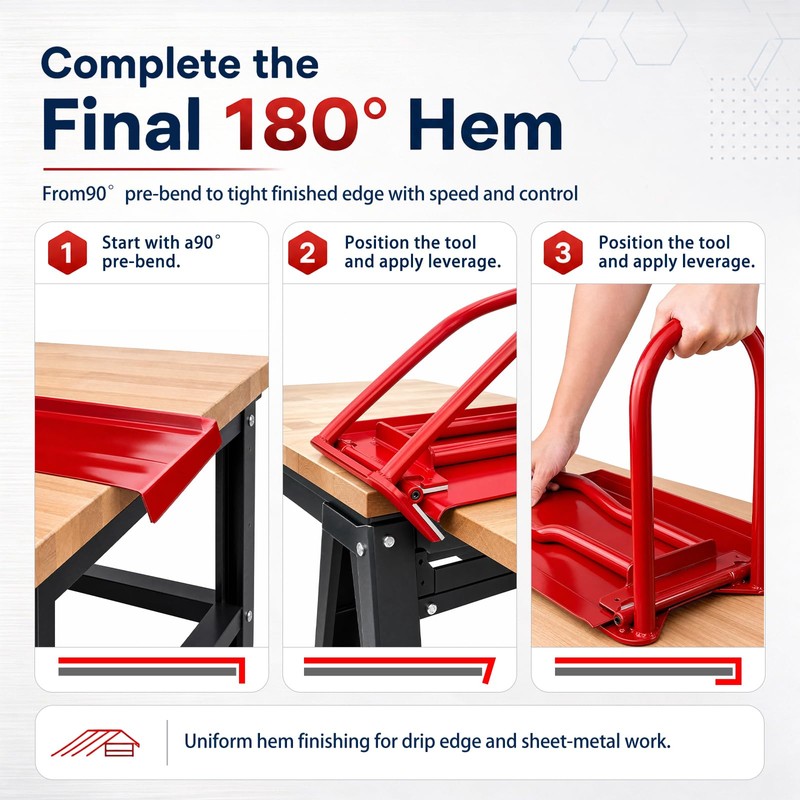 Roof Eaves Seam Bender HTSL25E2, Red Metal Roofing Drip Edge