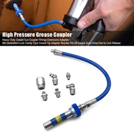 NAJING High Pressure Grease Coupler, Lock Clamp Type Grease Nozzles, Lube Pro Plus High Pressure Grease Coupler Fits All Grease Guns Hose Fast to Lock Release