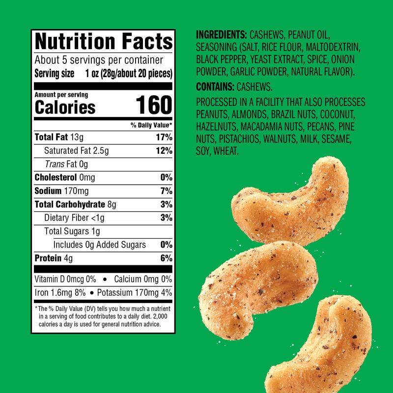 Emerald Nuts Salt and Pepper Seasoned Cashews (1-Pack) | 5
