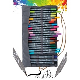 ONLINE Calli.Brush Handlettering Brush-Pens | Set of 24 brush pens | Calligraphy set in roll pouch gift packaging | Calligraphy tip & brush tip for bullet journaling | Water colours | Aquarell pens