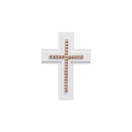 Foreside Home and Garden White Wood and Bead Cross