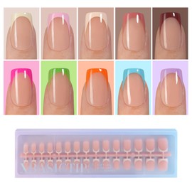 Misssix Uñas Postizas Xbasictips Con Punta Francesa, 300 Unidades, Cortas Y Cuadradas, De Gel Suave, Preformadas, Sin Limar, 3 En 1, Para Decoración De Uñas, Diseños De Extensiones Diy, 15 Tamaños