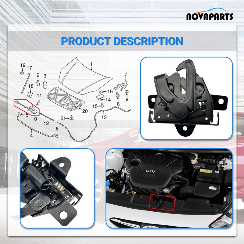 NOVAPARTS Hood Lock Latch Assembly 81130-1R000 for 2012 2013 2014