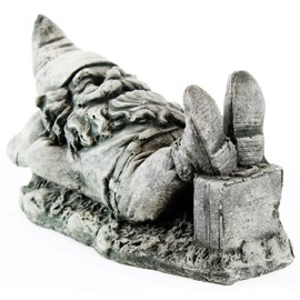 Garden Gnome and Frog Resting Home and Garden Statues Cement Figurine Outdoor Elf Statuary