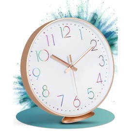 LATENO - Wall Clock for Standing or Hanging - Wall Clock 30 cm - Classic and Modern - Wall Clock without Ticking Noises - Wall Clock Living Room - Wall Clock Children's Room - Wall Clock Colourful -