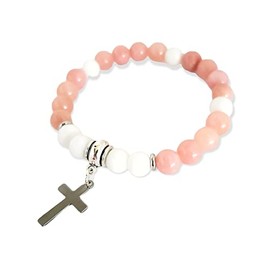 Healing Crystals Faith Bracelet with Cross Charm Sun Stone Beads Positive Energy
