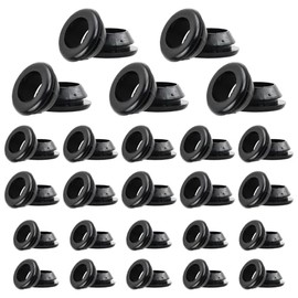 50 Pieces Black Rubber Grommets for Holes, Flexible Grommet Kit, Cable Sealing Rings for Wire Protection, Durable Rubber Grommets Set