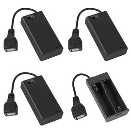 ACEIRMC 4pcs 2 AA Battery Holder, USB Female Socket 2 AA Battery Case Box Holder with Cover and On/Off Switch