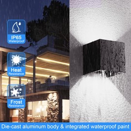 Juyace 20W 6000K LED Sconce Wall Up and Down Exterior Lighting hardwire No photocells Light Fixtures with Angle-Adjustable Square 4.7" IP65 Waterproof for Porch Patio 4 Pack