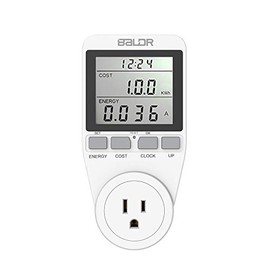 BALDR U.S. Electricity Usage Meter for the Home | Counts Kilowatts Per Hour - Plugs into Appliances, Measure Your Energy Usage and Cut Down on Costs - Easy to Read Display