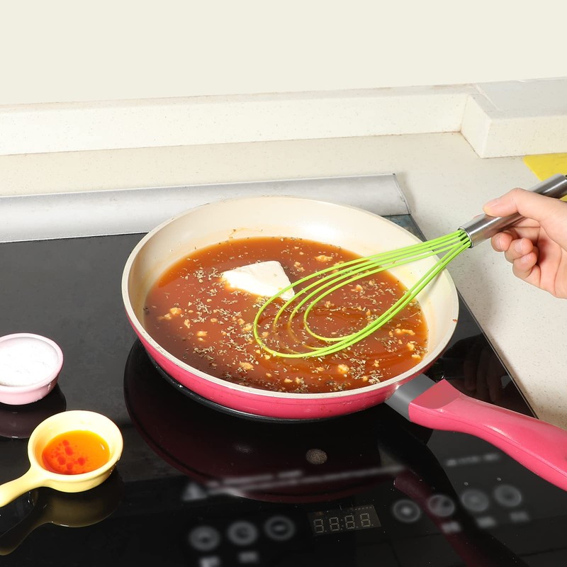 Webake Silicone Flat Whisk Set of 3, Heat Resistant Kitchen