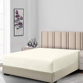 Fitted Sheets, 650TC with Pockets (7-10 Inches) Perfect for Low Profile Mattresses, Cotton Blend (Queen, Solid Ivory)