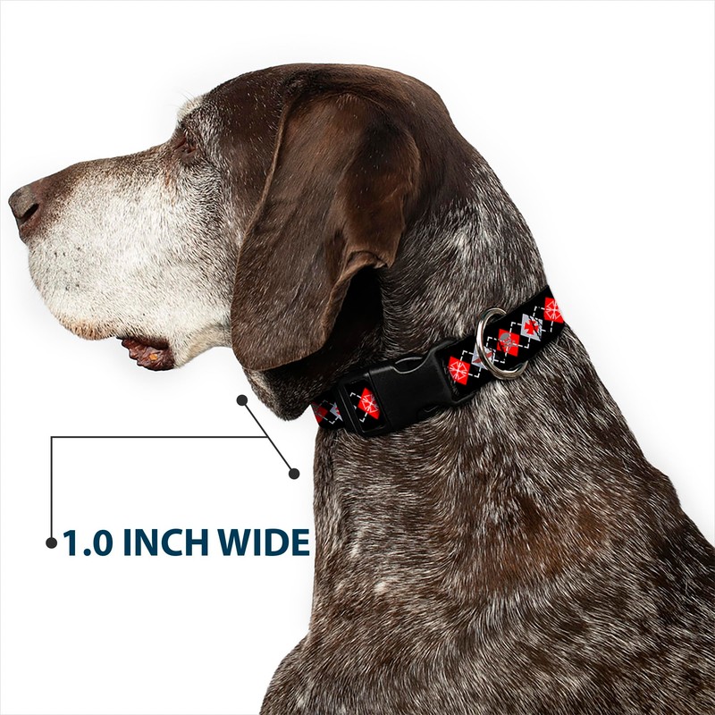 Buckle Down Plastic Clip Collar - BD Argyle Black/Red/Gray -