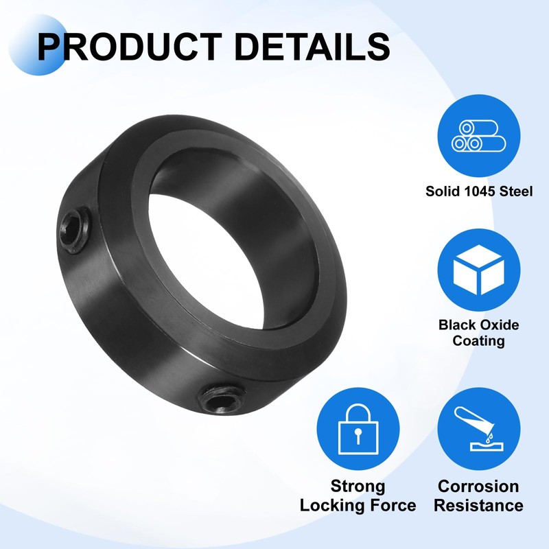 uxcell 4pcs Set-Screw Collars 25mm Bore, 1045 Steel Shaft Collars,