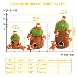 okegztoa Interactive Squeaky Dog Toys Fox Dog Toy, Stuffing Woodland Friends Burrow, Squeaky Plush Dog Toys for Small Medium Large Dogs Small Size (Large)