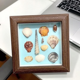 4x4 Shadow Box Picture Frame Real Glass Small Photo Frames Hang Memories Box Sports Memorabilia for Pin Awards Medals Wedding Tickets Photos (Walnut color)