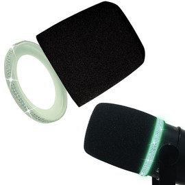 RhymKawa MV7 Pop Filter Replace for Shure MV7, MV7i, MV7+, MV7X, Microphone Windscreen Cover, Black with Bling Spakly Retainer Ring