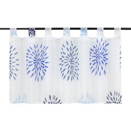 ESLIR Window Curtain Modern Bistro Curtain Kitchen Curtains Transparent Curtains with Loops Short Curtain Voile Circle Pattern Pack of 1, 100 % polyester, blue, HxB 60x90cm