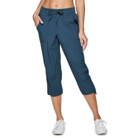 RBX Active Women's Cargo Capri Pant with Pockets Fashion Lightweight Woven with Drawstring Deep Teal XS
