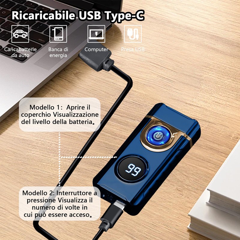 TIKIUKI Electric Lighter Dual Arc Lighter Plasma Metal Flameless Lighters