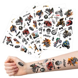 Dirt Bike Party Temporary Tattoos - 6 Sheets Motocross Birthday Party Favors, Motorcycle Party Supplies Decorations, Goodie Bag Stuffers for Kids Boys