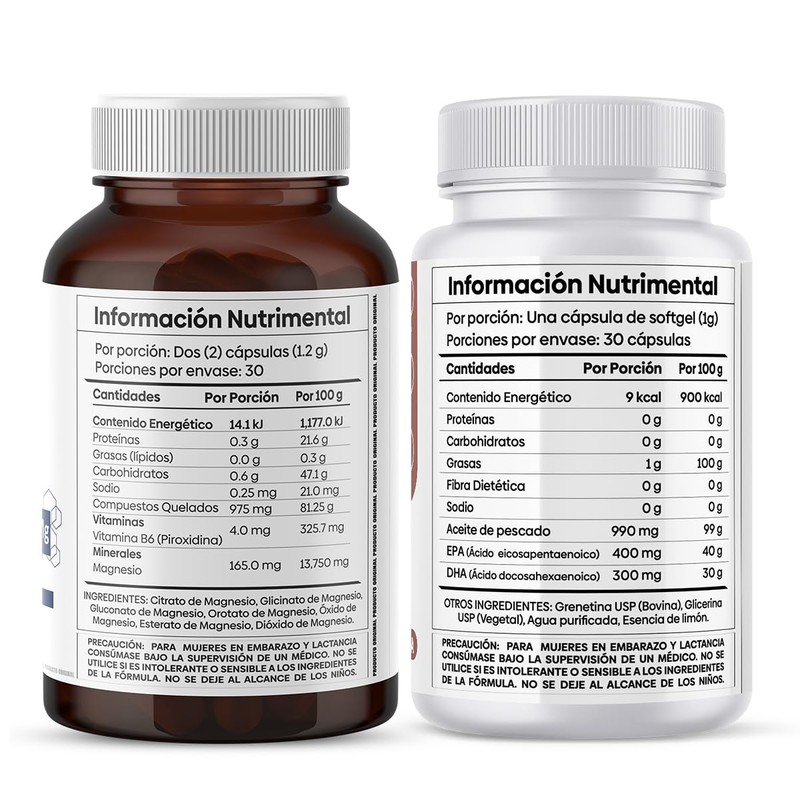 Pack Magnesio Ultra + Ultra Omega 3 Nutrientes Vidalabs México