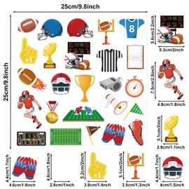 25 Pcs Football Theme Thick Gel Window Clings Waterproof Vinyl Stickers for Window Glass Refrigerator Bottles Laptop Luggage Kids Boys Teens Girls