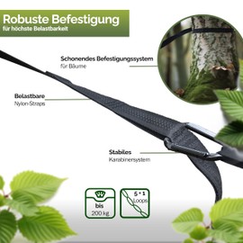 Hammock Camping - Ultralight Outdoor Hammock, Perfect Camping Gifts, Camping Hammock Outdoor, Hammock for 1 Person with Tree Straps + Carabiner