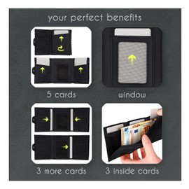 slimfin® Slim Wallet Fold with Coin Compartment - Card Holder - Men's Wallet - Wallet - Wallet - Card Holder Small / Mini with RFID Protection - Unisex, black, Minimalist