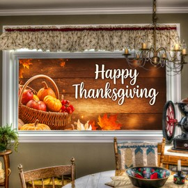 HOMETITUTE Thanksgiving Harvest Windows Privacy Film 39.3x17.7 Inch Autumn Pumpkin Fruit Static Window Cling Window Sticker for Home Fall Festival Decor Thanksgiving Party Glass Windows Decal