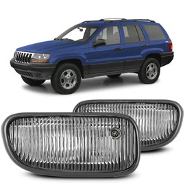 Winjet Fog Lights Fit For 1999-2003 Jeep Grand Cherokee [1999 2000 2001 2002 2003] Driving Fog Lamp Assembly With 12V 53W H12 Halogen Bulbs