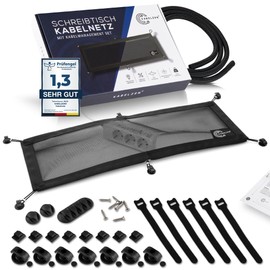 Cable Net Desk for Cable Management, Flexible Cable Duct - Ideal for Cable Organisation - Hide Cable Under the Table, Cable Holder with Cable Hose, Black