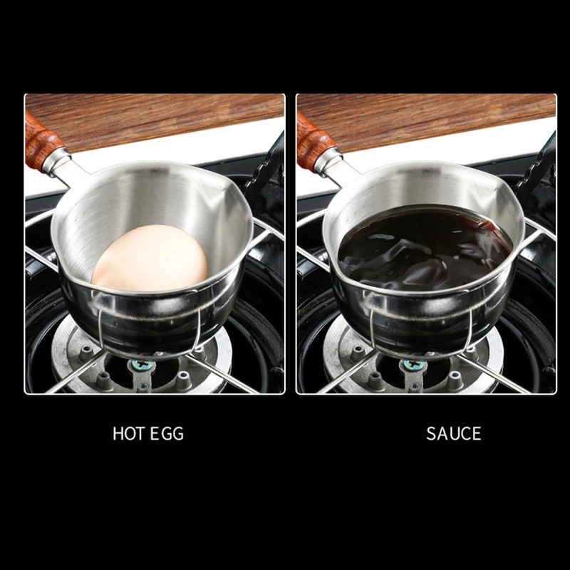 Butter Warmer Stainless Steel Wooden Handle 3 Layers Multi Purpose