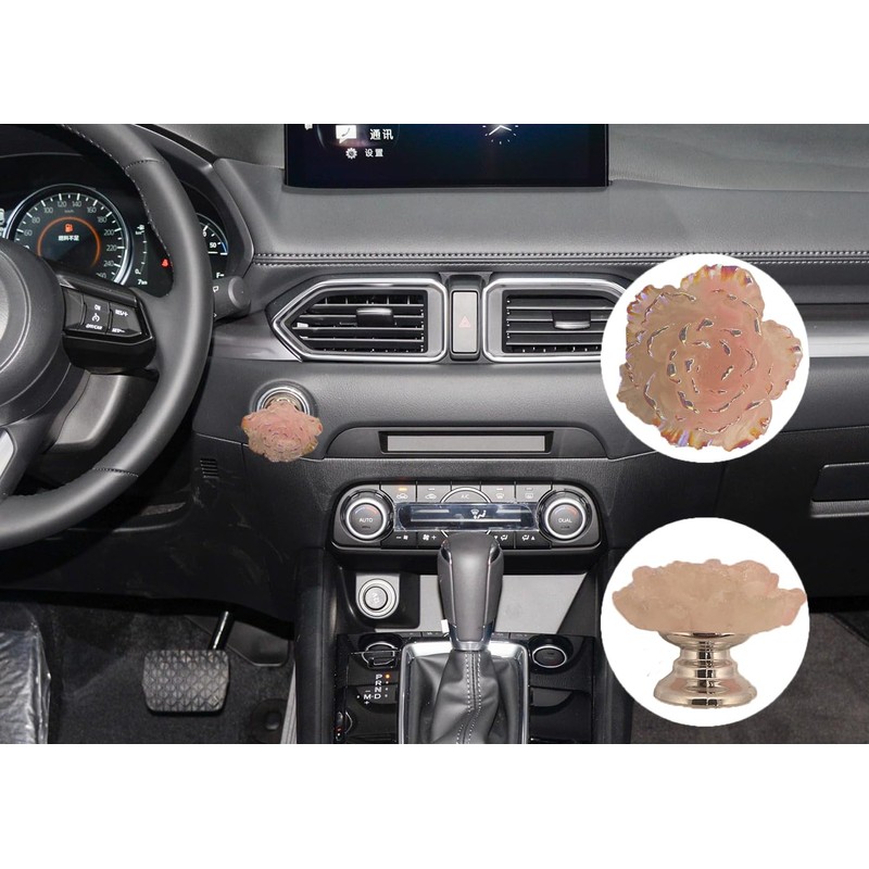 Push to Start Button Cover，Engine Start/Stop Resin Flower Starter Cover,Pink
