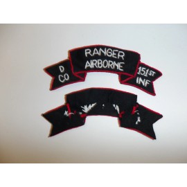 e2513 US Army Vietnam Airborne Ranger tab D Co 151 Infantry Regiment black IR15E