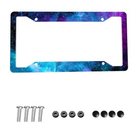 Galaxy License Plate Frames 1 PCS Blue Starry Sky License Plates Covers Aluminum Metal License Plate Holder Auto Car Tag with 4 Holes Screws Standard Size Blue Sky License Plate Frame