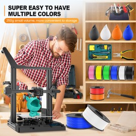 SUNLU 3D Printer Filament Bundle Multicolor PETG Filament 1.75mm, Individually Vacuum Packed, 2kg in Total, 0.25kg per Spool, 8 Pack, 8 Colors, Black+White+Green+Red+Blue+Orange+Yellow+Pink