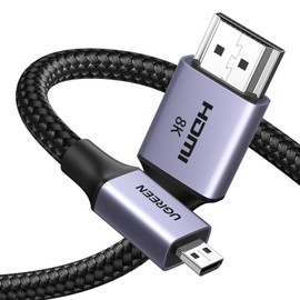 UGREEN 8K Micro HDMI to HDMI Cable 3.3FT, 2.1 Aluminum Shell Braided 48Gbps Ultra High Speed 8K@60Hz, 4K@240Hz Support HDR eARC Dolby Compatible with GoPro Raspberry Pi 5 Camera Nikon